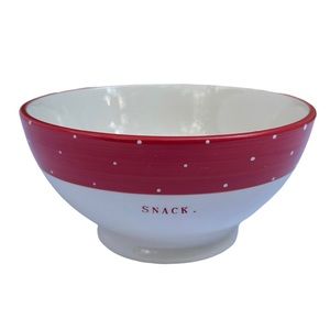 Rae Dunn SNACK Bowl Red White Polka Dot Christmas Valentine’s Day NWT 2017 OG